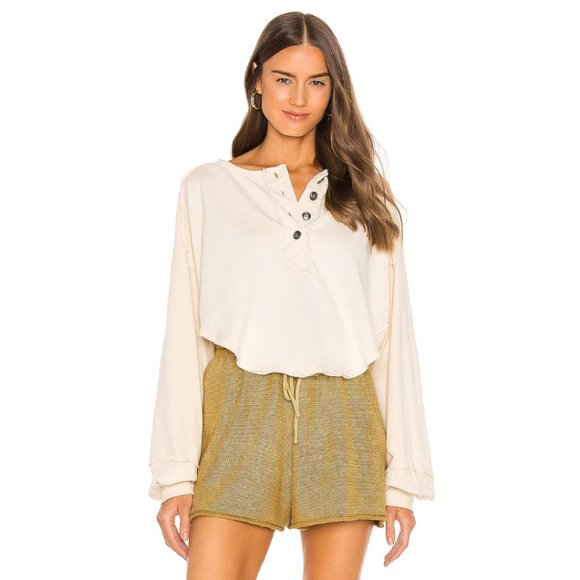 Free People Tops - Free People Melodi Henley Top Long Sleeve Pullover We the Free Beige Size Medium